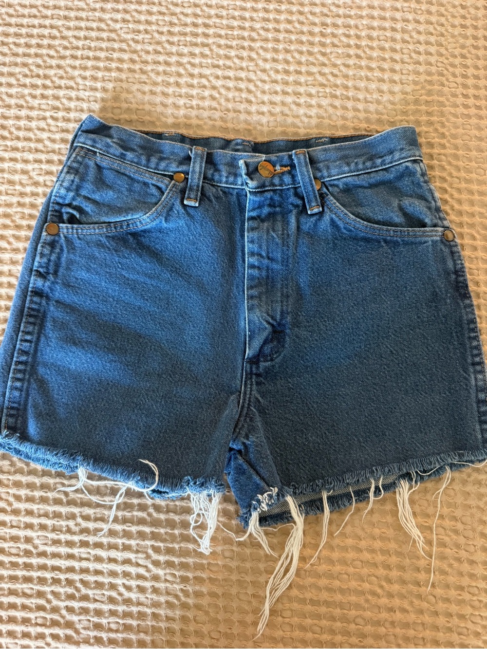 Wrangler Mid-High Rise Blue Denim Cutoff Shorts